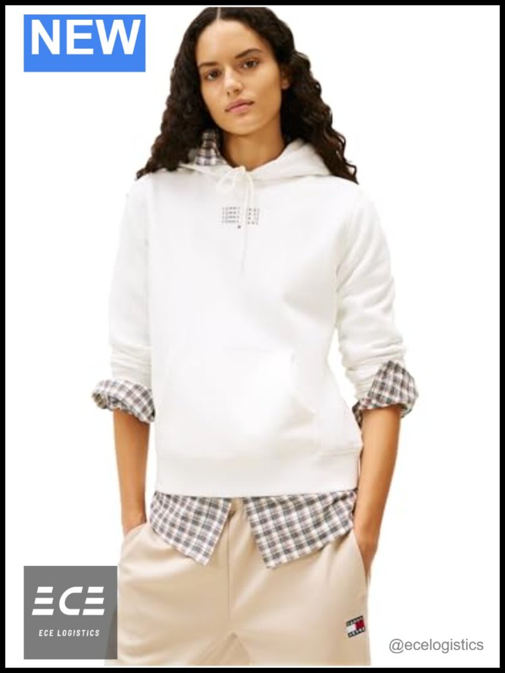 Womens Medium Weight Hoodie Stacked Logo Pullover Long Sleeve